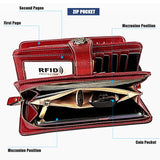 3555 Large Capacity Long Multi-function Anti-magnetic RFID Wallet Clutch for Ladies with Card Slots