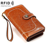 3555 Large Capacity Long Multi-function Anti-magnetic RFID Wallet Clutch for Ladies with Card Slots Brown