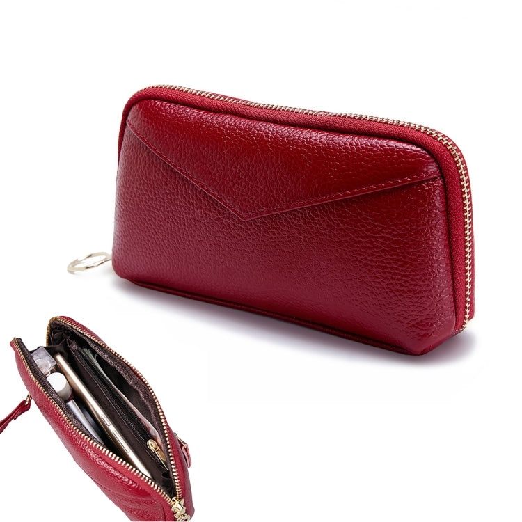 2-Folding Square Genuine Leather Handbag Red
