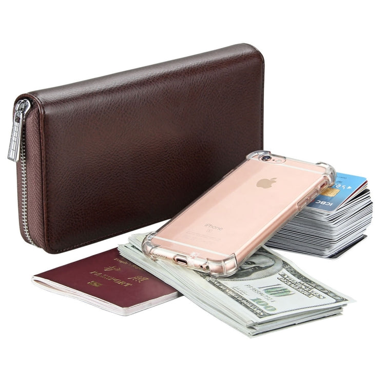 Antimagnetic RFID Large Capacity Long Style Genuine Leather Passport Package / Multifunctional and Many Card Slots Card Package