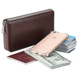 Antimagnetic RFID Large Capacity Long Style Genuine Leather Passport Package / Multifunctional and Many Card Slots Card Package