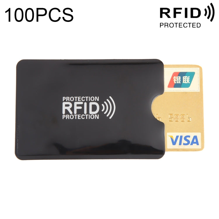 100pcs Aluminum Foil RFID Blocking Credit Card ID Bank Card Case Card Holder Cover, Size: 9 x 6.3cm Black