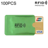 100pcs Aluminum Foil RFID Blocking Credit Card ID Bank Card Case Card Holder Cover, Size: 9 x 6.3cm Green