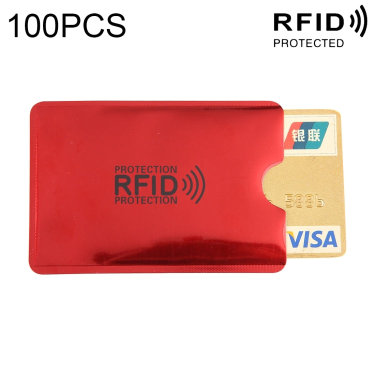 100pcs Aluminum Foil RFID Blocking Credit Card ID Bank Card Case Card Holder Cover, Size: 9 x 6.3cm Red