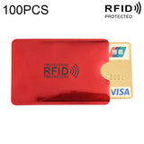 100pcs Aluminum Foil RFID Blocking Credit Card ID Bank Card Case Card Holder Cover, Size: 9 x 6.3cm Red