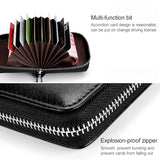 KB155 Antimagnetic RFID Zipper Leather Large-capacity Cards Holder Wallet