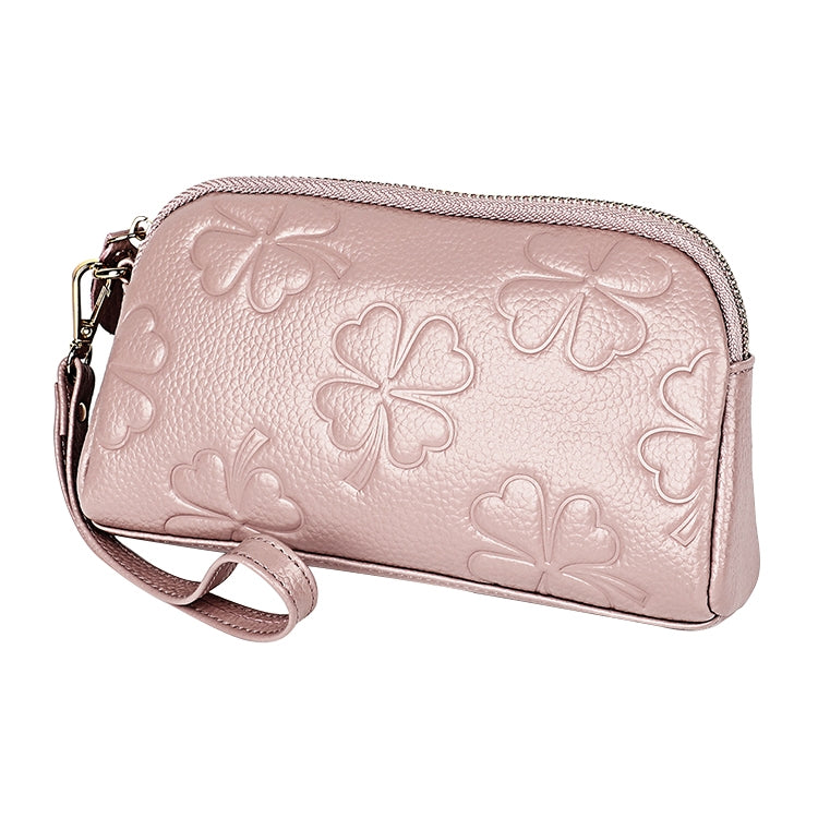 2026 Multifunctional Litchi Texture Women Large Capacity Hand Wallet Shell bag with Card Slots Light Pink