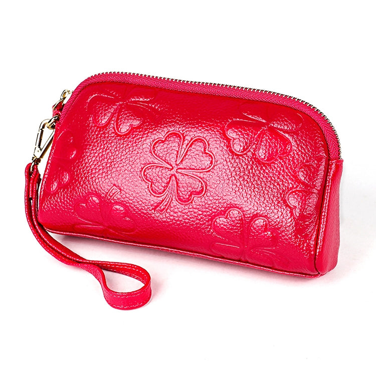 2026 Multifunctional Litchi Texture Women Large Capacity Hand Wallet Shell bag with Card Slots Rose Red
