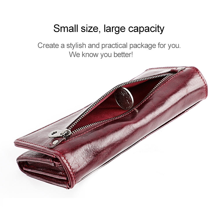 3559 Antimagnetic RFID Multi-function Zipper Retro Top-grain Leather Lady Purse Wallet