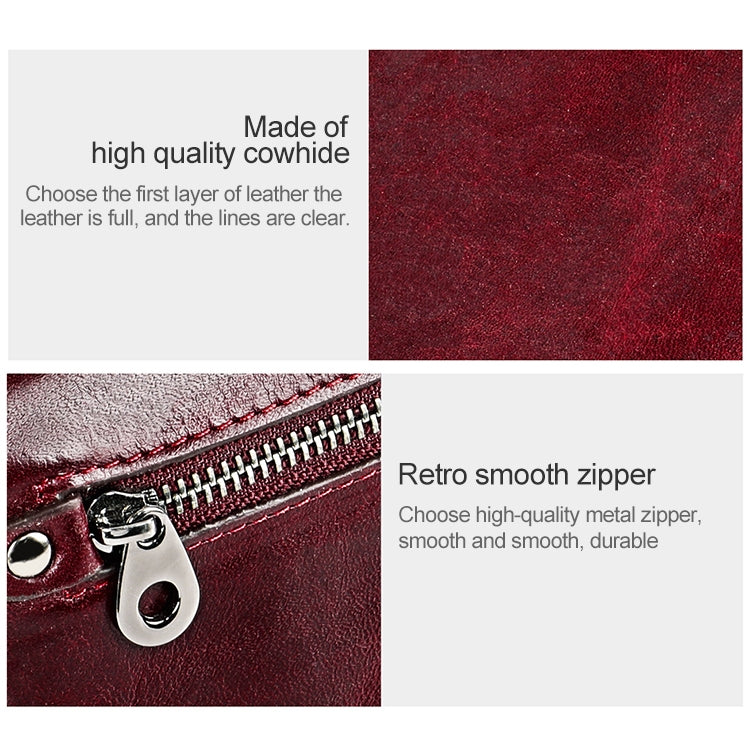 3559 Antimagnetic RFID Multi-function Zipper Retro Top-grain Leather Lady Purse Wallet