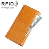 3559 Antimagnetic RFID Multi-function Zipper Retro Top-grain Leather Lady Purse Wallet Yellowish-brown