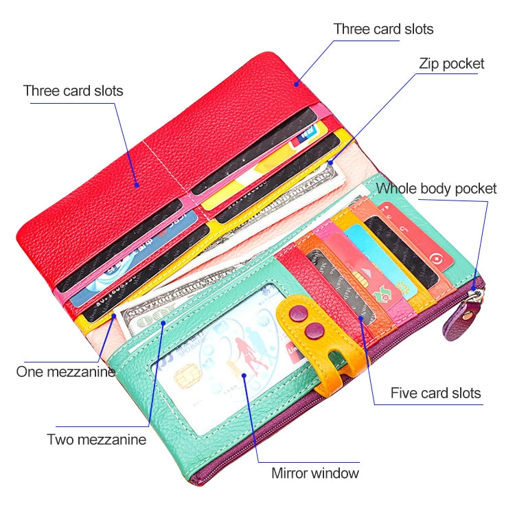 3572 Litchi Texture Leather Zipper Lady Wallet Large-capacity Purse