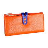 3572 Litchi Texture Leather Zipper Lady Wallet Large-capacity Purse Orange