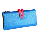 3572 Litchi Texture Leather Zipper Lady Wallet Large-capacity Purse Blue