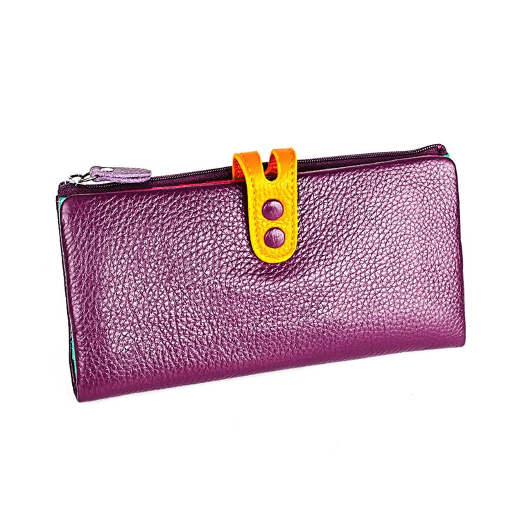 3572 Litchi Texture Leather Zipper Lady Wallet Large-capacity Purse Purple
