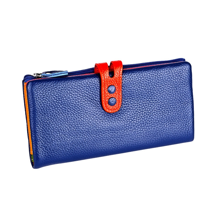 3572 Litchi Texture Leather Zipper Lady Wallet Large-capacity Purse Sapphire Blue