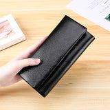 3591C Multi-function Litchi Texture Leather Wallet Large-capacity Purse Black