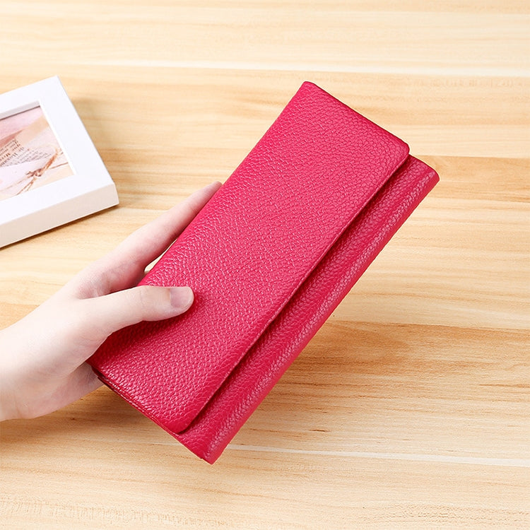 3591C Multi-function Litchi Texture Leather Wallet Large-capacity Purse Red