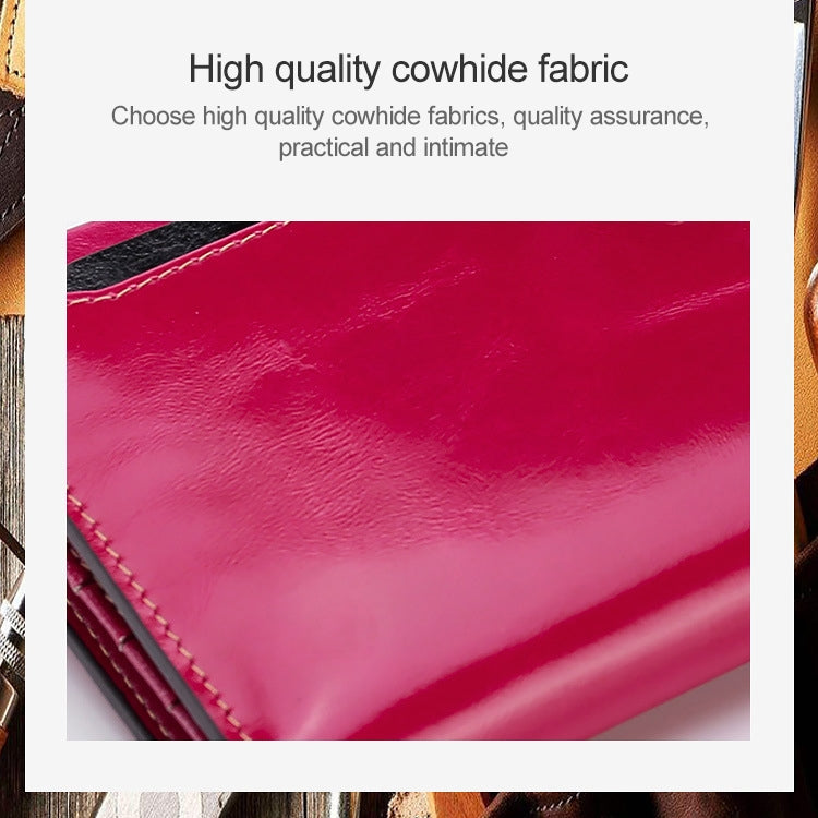 8239 Antimagnetic RFID Multi-function Leather Lady Wallet Large-capacity Purse with Detachable Card Holder (Rose Purple)