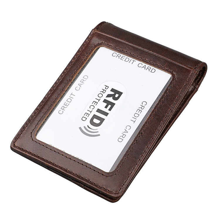 9037 Antimagnetic RFID Crazy Horse Texture Leather Wallet Billfold for Men and Women