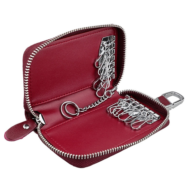 9101 Multi-function Waist Hanging Oil Wax Leather Zipper Wallet Keys Holder Bag