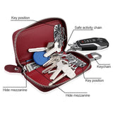 9101 Multi-function Waist Hanging Oil Wax Leather Zipper Wallet Keys Holder Bag