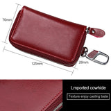 9101 Multi-function Waist Hanging Oil Wax Leather Zipper Wallet Keys Holder Bag