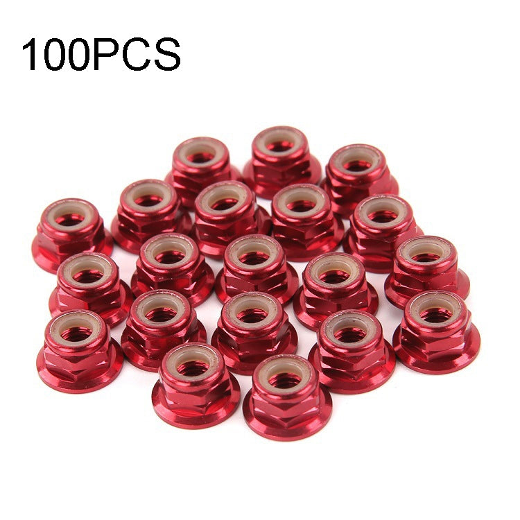 100 PCS iFlight M5 CW 6061 Aluminum Motor Screw Nuts Nylon Insert Self Lock Flange Nut for RC FPV Racing Drone Motor, M5 CW 6061(Red), M5 CW 6061(Black) M5 CW 6061(Red) Red