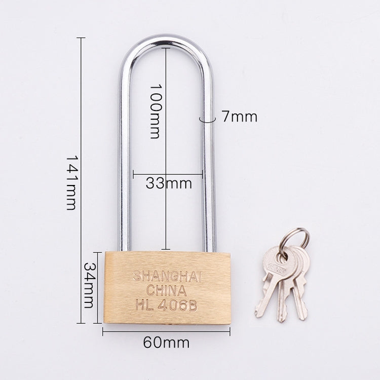 Copper Padlock Small Lock, Style: Long Lock Beam, 60mm Open, Long, 60mm Open