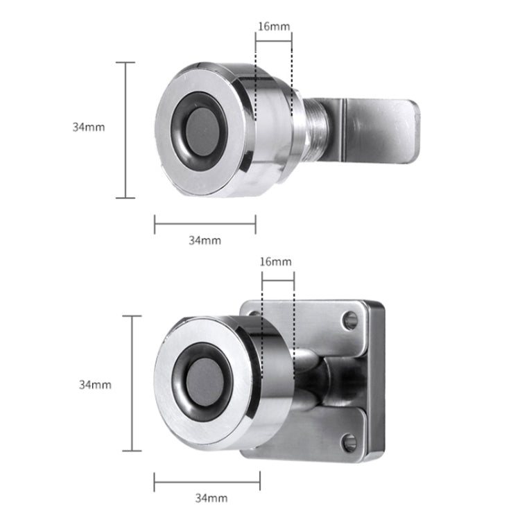 T22F Micro USB Charging Zinc Alloy Smart Bilateral Open Fingerprint Drawer Lock File Cabinet Lock, Bilateral Open Fingerprint