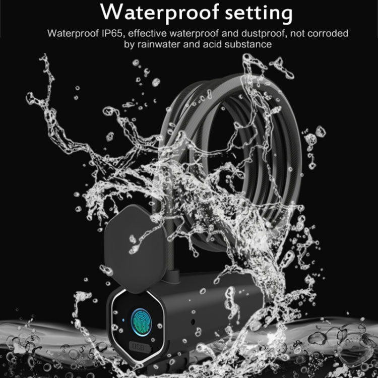 W16 IP65 Waterproof Fingerprint Lock Steel Rope Anti-theft Electric Car Lock Bluetooth APP Electronic Lock, W16 Bluetooth + Fingerprint