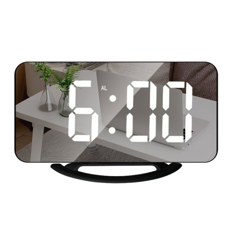 TS-8201-W Multifunctional LED Makeup Mirror Desk Clock Automatic Photosensitive Electronic Alarm Black