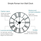 45cm Retro Living Room Iron Round Roman Numeral Mute Decorative Wall Clock, 45cm