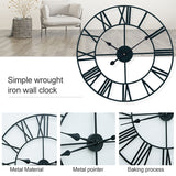 45cm Retro Living Room Iron Round Roman Numeral Mute Decorative Wall Clock, 45cm