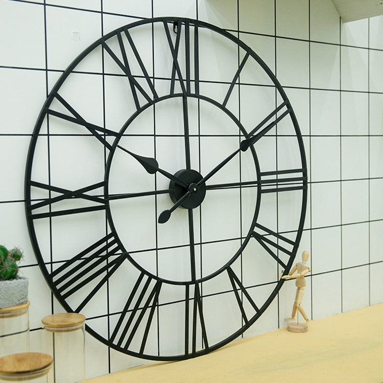 80cm Retro Living Room Iron Round Roman Numeral Mute Decorative Wall Clock, 80cm