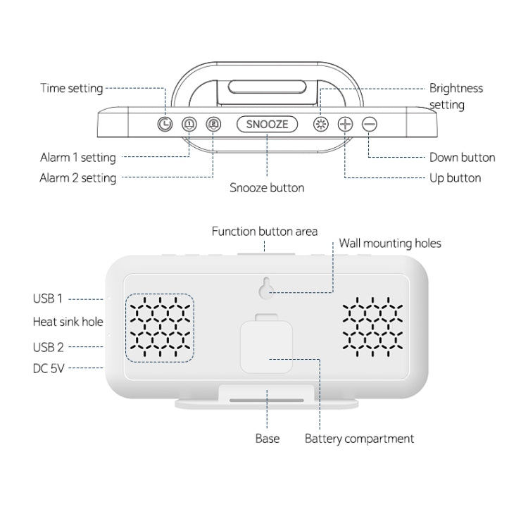 8821 LED Mirror Dual-purpose Snooze Alarm Clock, 8821(Black), 8821(White)