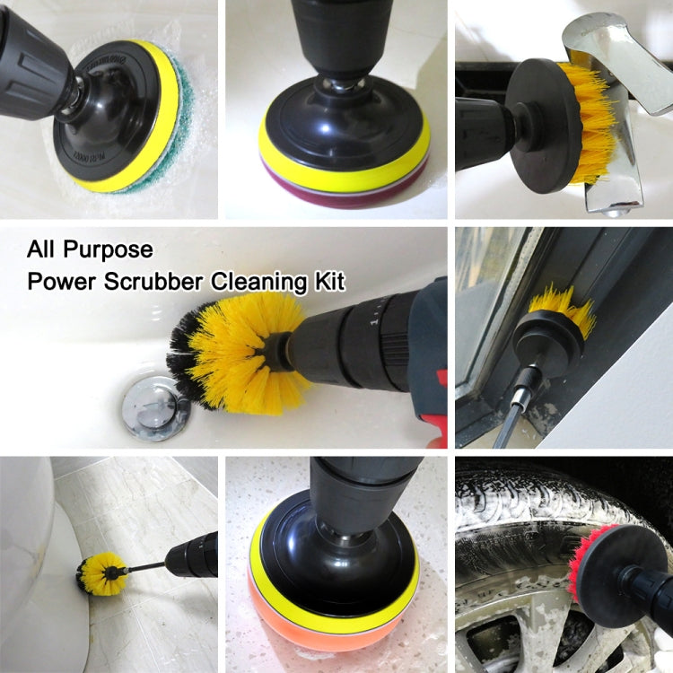 4 in 1 Floor Wall Window Glass Cleaning Descaling Electric Drill Brush Head Set, Random Color Delivery, 4 in 1
