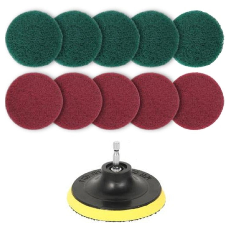 11 in 1 4 inch Sticky Disc Scouring Pad Floor Wall Window Glass Cleaning Descaling Electric Drill Brush Head Set, 11 in 1 11 in 1