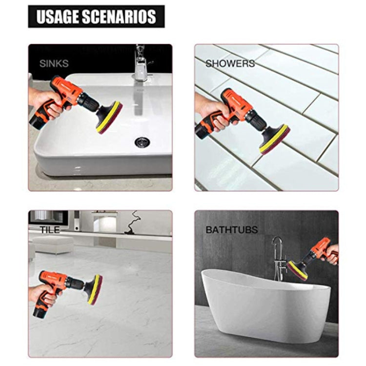 11 in 1 4 inch Sticky Disc Scouring Pad Floor Wall Window Glass Cleaning Descaling Electric Drill Brush Head Set, 11 in 1