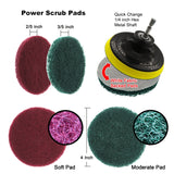 12 in 1 4 inch Sponge Scouring Pad Floor Wall Window Glass Cleaning Descaling Electric Drill Brush Head Set, 12 in 1