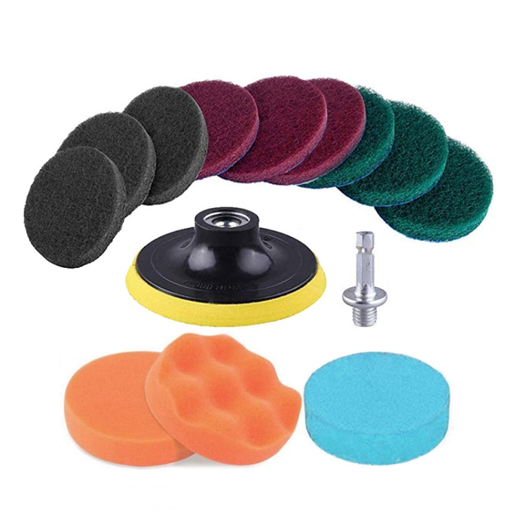 13 in 1 4 inch Sponge Scouring Pad Floor Wall Window Glass Cleaning Descaling Electric Drill Brush Head Set, 13 in 1 13 in 1