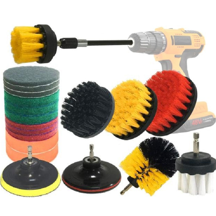 20 in 1 Floor Wall Window Glass Cleaning Descaling Electric Drill Brush Head Set, 20 in 1 20 in 1