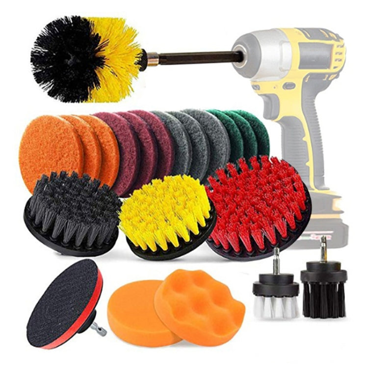 22 in 1 Floor Wall Window Glass Cleaning Descaling Electric Drill Brush Head Set, 22 in 1 22 in 1