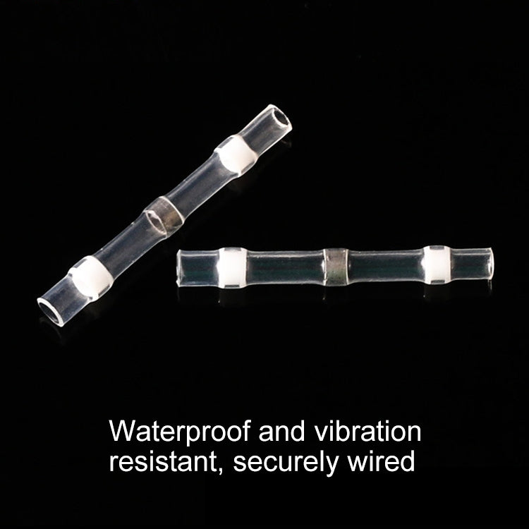 100 PCS AWG26-24 0.25-0.34mm Seal Heat Shrink Butt Wire Connectors White Terminals Solder Sleeve, 0.25-0.34mm White