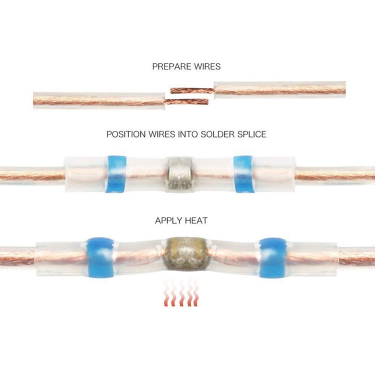 100 PCS AWG26-24 0.25-0.34mm Seal Heat Shrink Butt Wire Connectors White Terminals Solder Sleeve, 0.25-0.34mm White