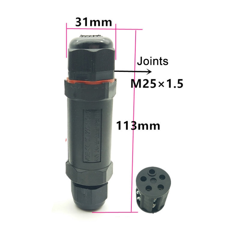 XY25 IP68 Waterproof 5 Pin Straight Cable Connector, XY25