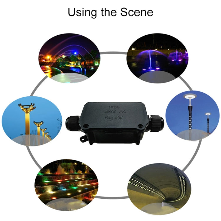 IP66 Waterproof Two-way Junction Box with PA10 3-bit Terminal, IP66+PA10