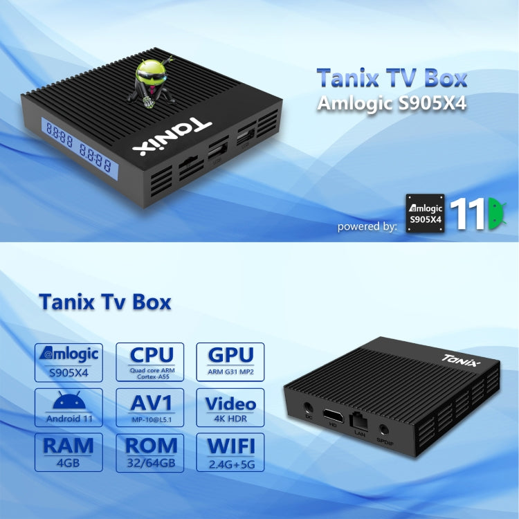 Tanix X4 Android 11 Smart TV Box, Amlogic S905X4 Quad Core - Zen Craft