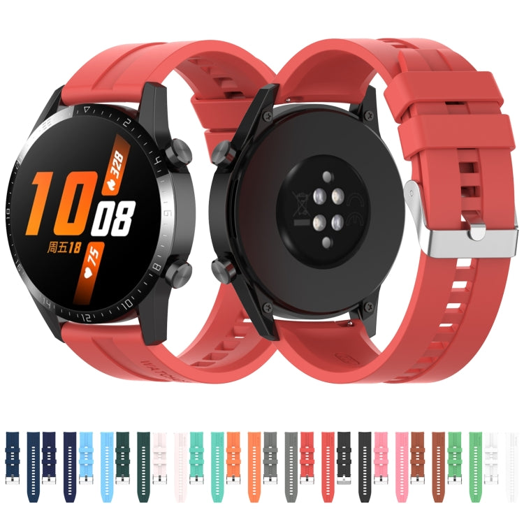 For Huawei Watch GT 2 46mm Silicone Replacement Wrist Strap Watchband, with Black Buckle, with Silver Buckle