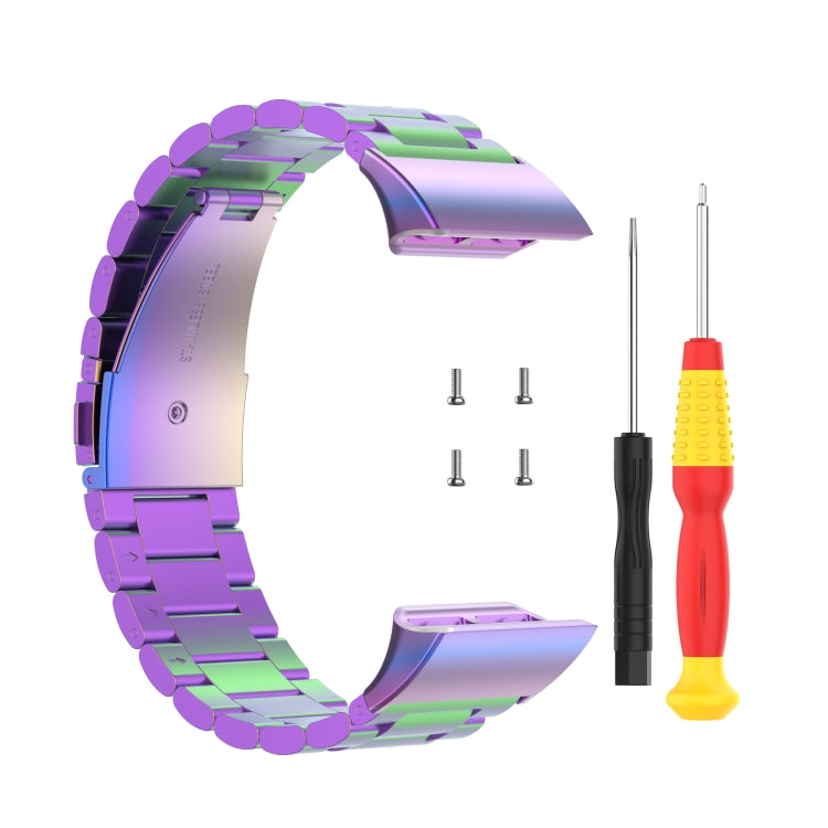 For Garmin Forerunner 35 / 30 Universal Three Beads Stainless Steel Replacement Wrist Strap Watchband, For Garmin Forerunner 35 / 30